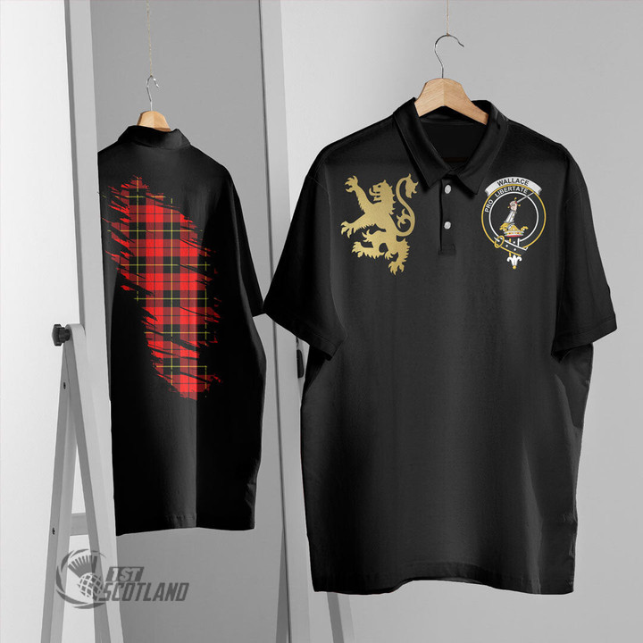 Scottish Wallace Hunting Ancient Tartan Crest Polo Shirt Scotland In My Bone With Golden Rampant