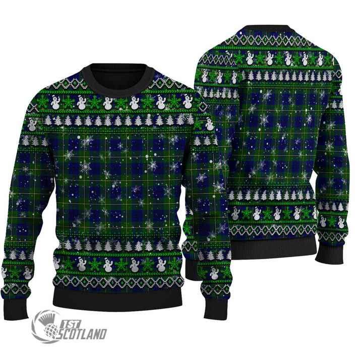 Scottish Johnston Modern Tartan Christmas Knitted Ugly Sweater Shiny