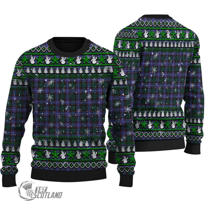 Scottish Guthrie Modern Tartan Christmas Knitted Ugly Sweater Shiny