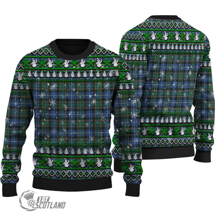 Scottish MacRae Hunting Ancient Tartan Christmas Knitted Ugly Sweater Shiny