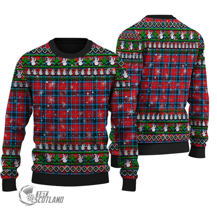 Scottish MacTavish Modern Tartan Christmas Knitted Ugly Sweater Shiny