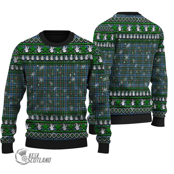 Scottish Ogilvie Hunting Ancient Tartan Christmas Knitted Ugly Sweater Shiny
