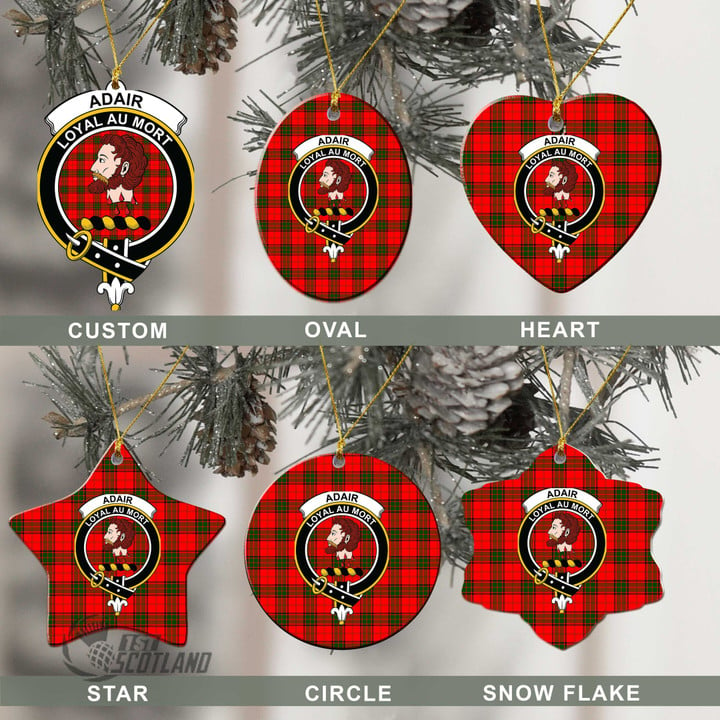 Scottish Adair Tartan Crest Christmas Ornament Full Plaid