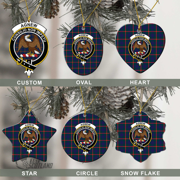Scottish Agnew Modern Tartan Crest Christmas Ornament Full Plaid