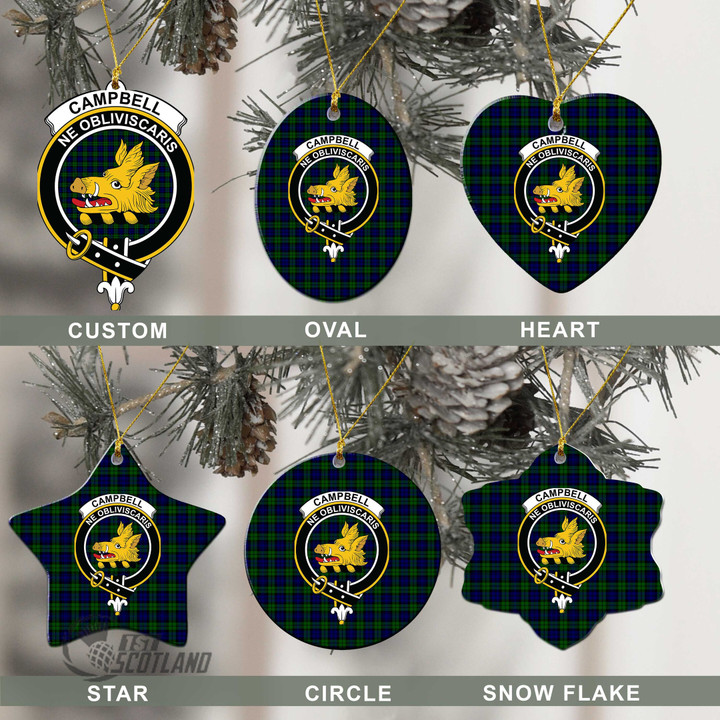 Scottish Campbell Modern Tartan Crest Christmas Ornament Full Plaid