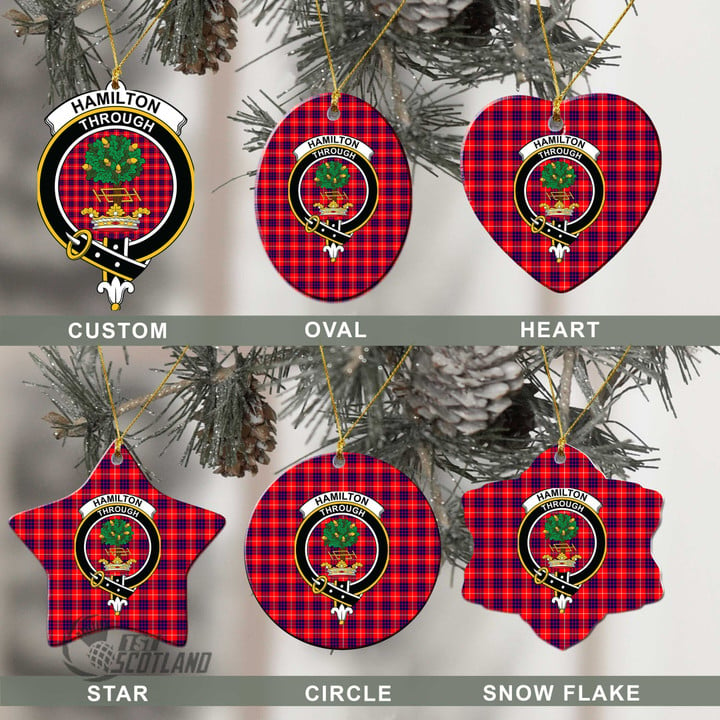 Scottish Hamilton Modern Tartan Crest Christmas Ornament Full Plaid