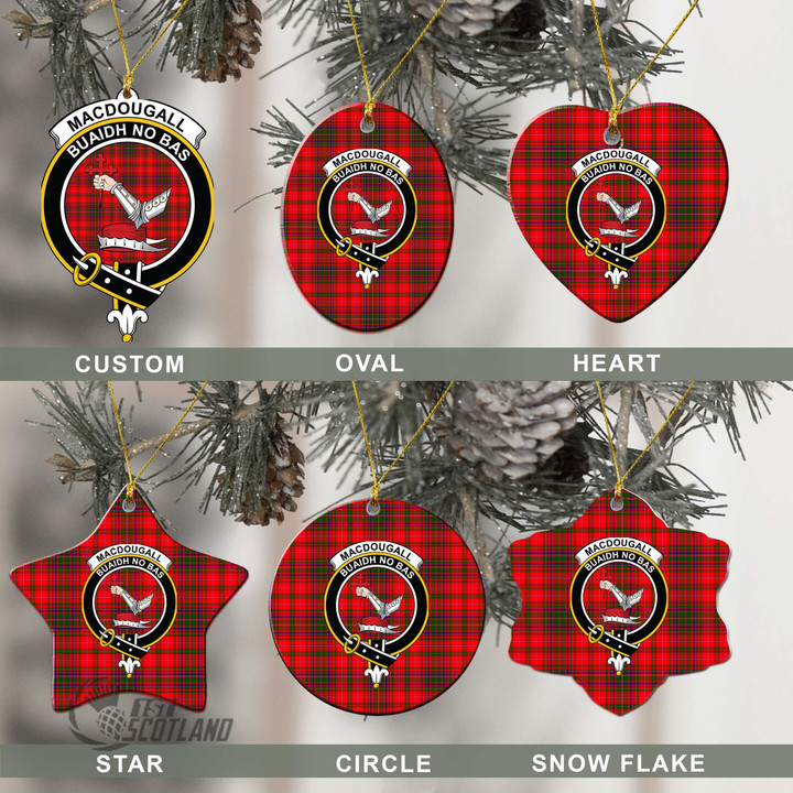 Scottish MacDougall Modern Tartan Crest Christmas Ornament Full Plaid