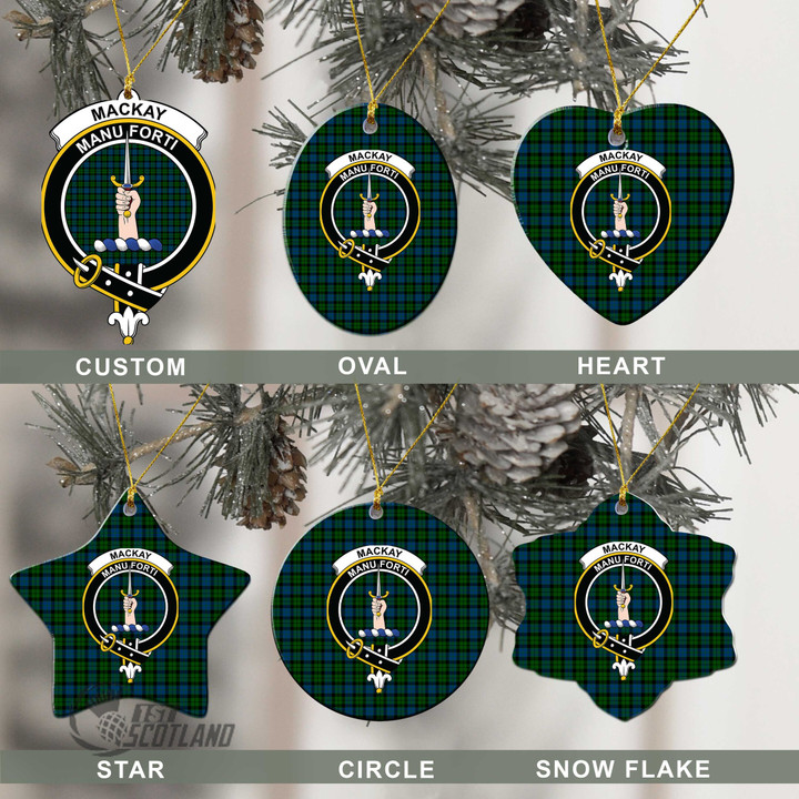 Scottish MacKay Modern Tartan Crest Christmas Ornament Full Plaid