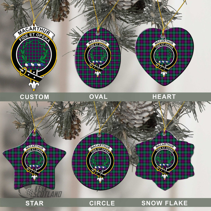 Scottish MacArthur - Milton Tartan Crest Christmas Ornament Full Plaid