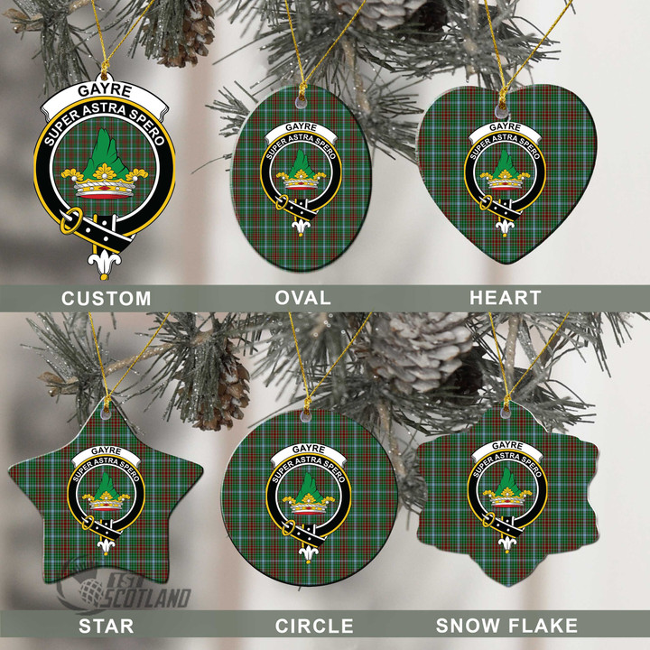 Scottish Gayre Tartan Crest Christmas Ornament Full Plaid