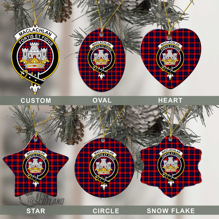 Scottish MacLachlan Modern Tartan Crest Christmas Ornament Full Plaid