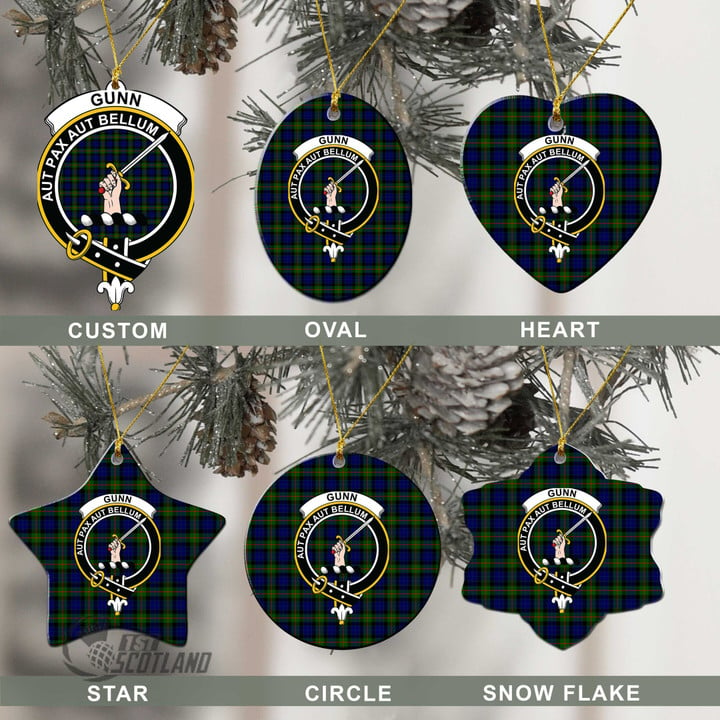Scottish Gunn Modern Tartan Crest Christmas Ornament Full Plaid