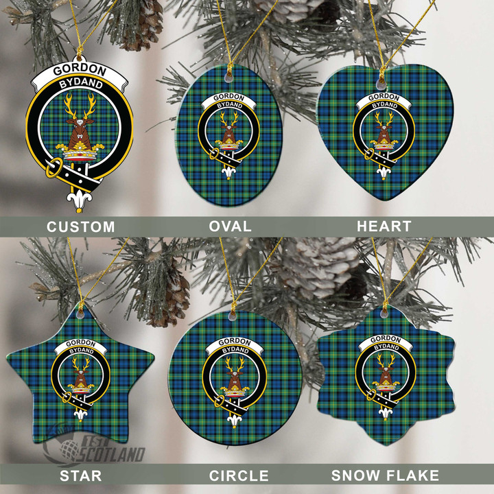 Scottish Gordon Ancient Tartan Crest Christmas Ornament Full Plaid