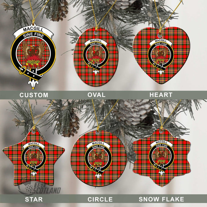 Scottish MacGill Modern Tartan Crest Christmas Ornament Full Plaid