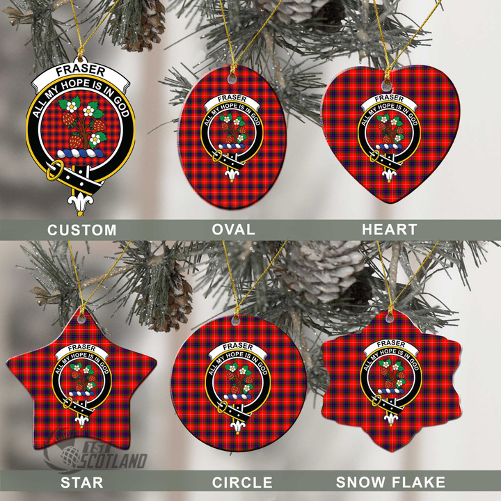 Scottish Fraser Modern Tartan Crest Christmas Ornament Full Plaid