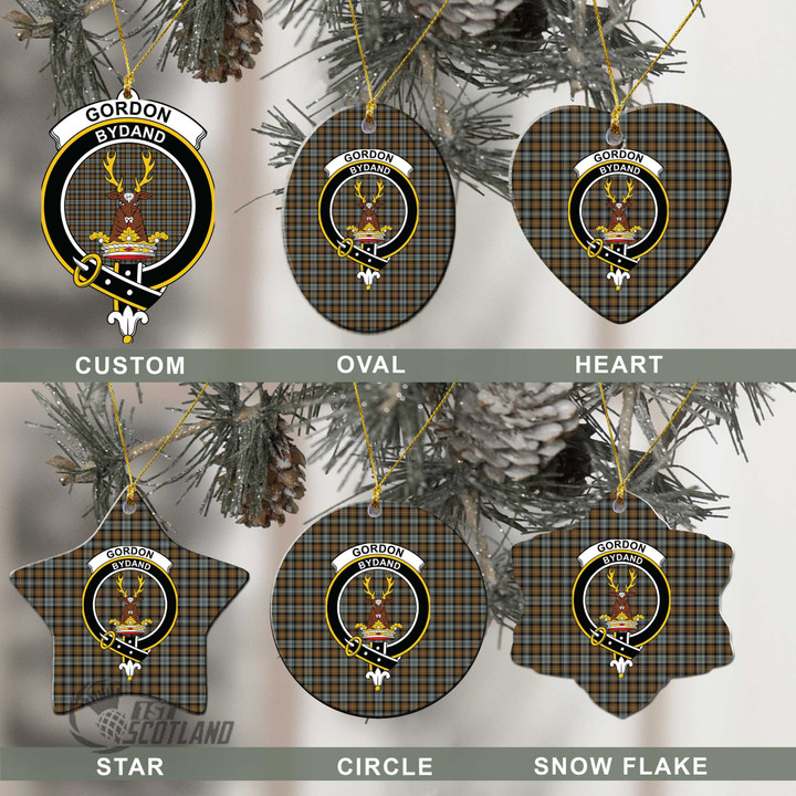 Scottish Gordon Weathered Tartan Crest Christmas Ornament Full Plaid