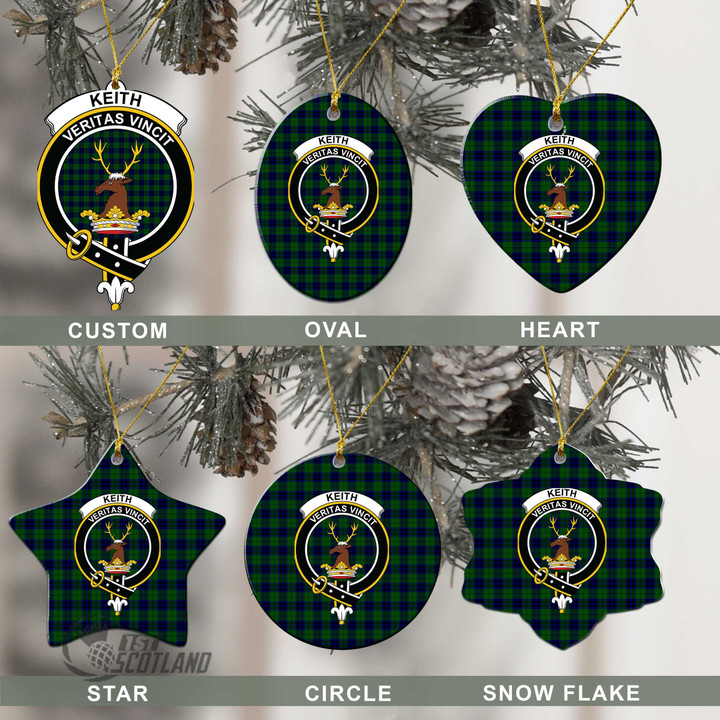 Scottish Keith Modern Tartan Crest Christmas Ornament Full Plaid
