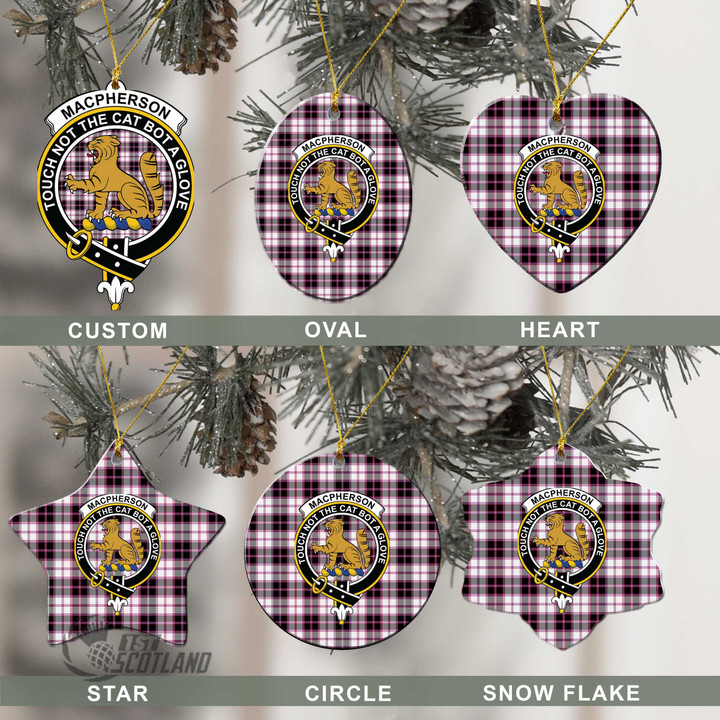 Scottish MacPherson Hunting Modern Tartan Crest Christmas Ornament Full Plaid