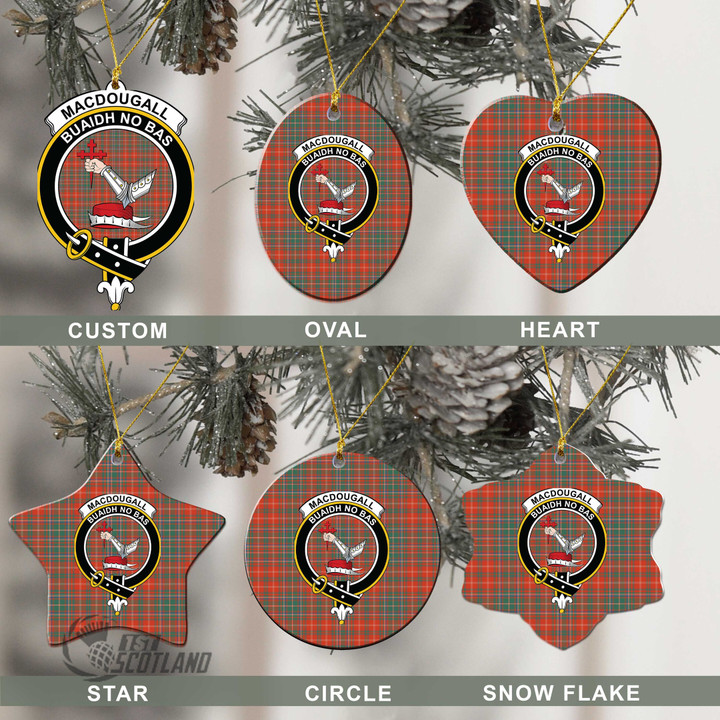 Scottish MacDougall Ancient Tartan Crest Christmas Ornament Full Plaid