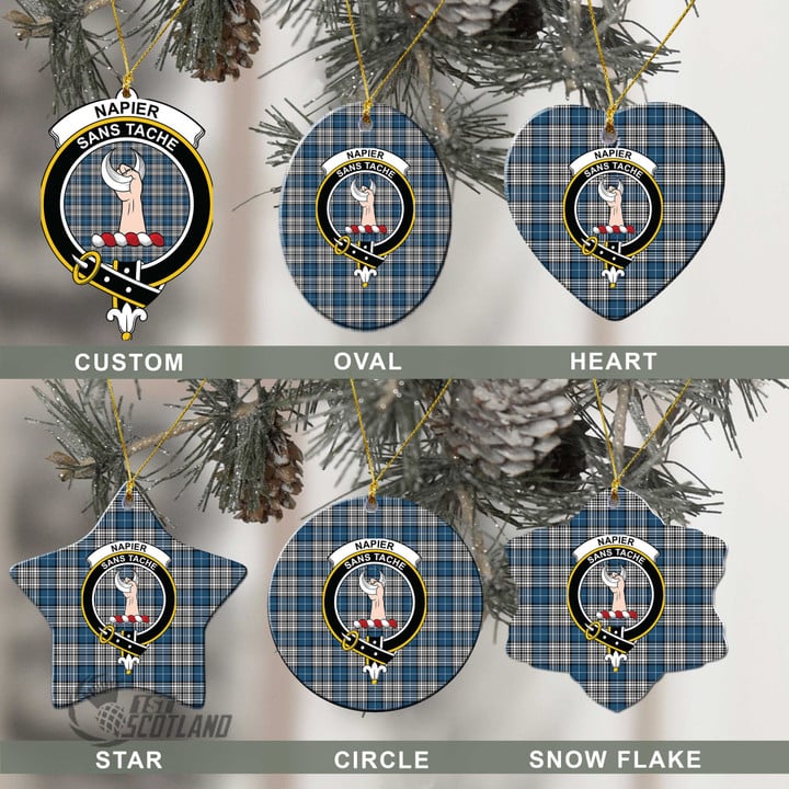 Scottish Napier Modern Tartan Crest Christmas Ornament Full Plaid
