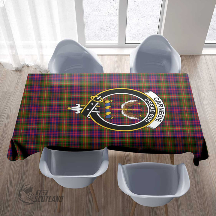 Scottish Carnegie Modern Tartan Crest Rectangle Tablecloth Full Plaid