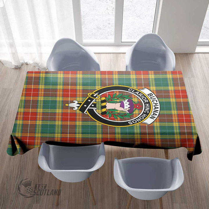 Scottish Buchanan Old Sett Tartan Crest Rectangle Tablecloth Full Plaid