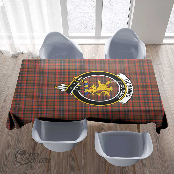 Scottish Cumming Hunting Weathered Tartan Crest Rectangle Tablecloth Full Plaid