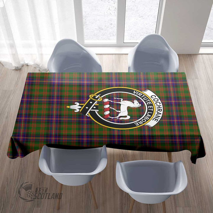 Scottish Cochrane Modern Tartan Crest Rectangle Tablecloth Full Plaid