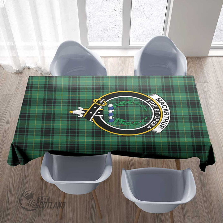 Scottish MacArthur Ancient Tartan Crest Rectangle Tablecloth Full Plaid