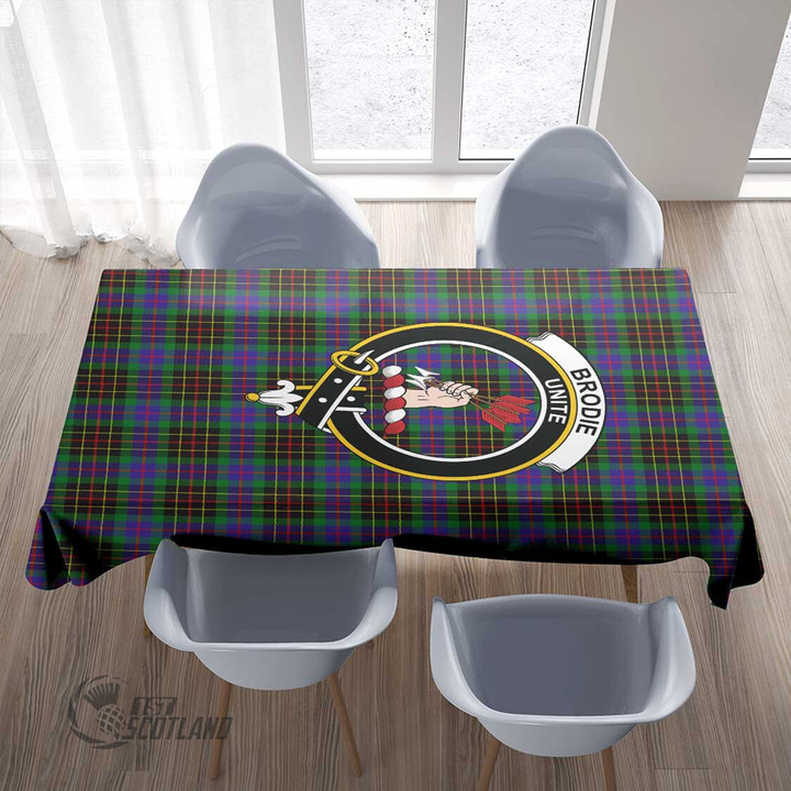 Scottish Brodie Hunting Modern Tartan Crest Rectangle Tablecloth Full Plaid