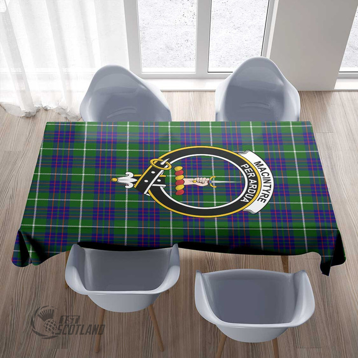 Scottish MacIntyre Hunting Modern Tartan Crest Rectangle Tablecloth Full Plaid