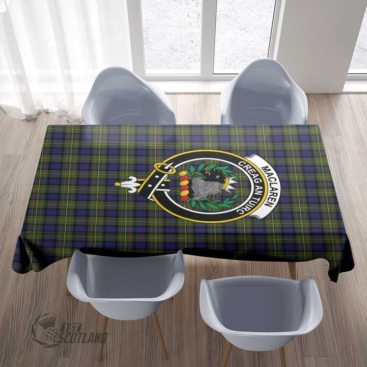 Scottish MacLaren Modern Tartan Crest Rectangle Tablecloth Full Plaid