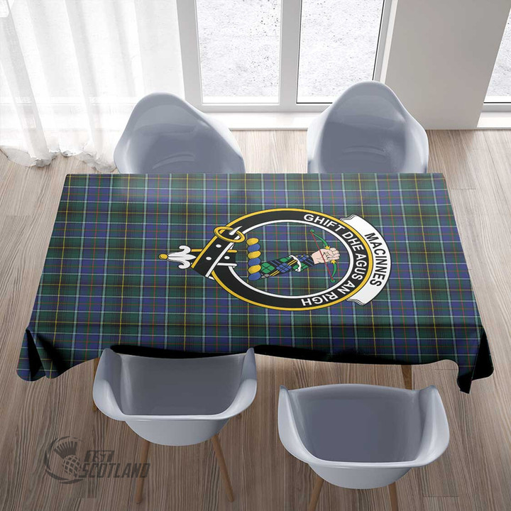 Scottish MacInnes Modern Tartan Crest Rectangle Tablecloth Full Plaid
