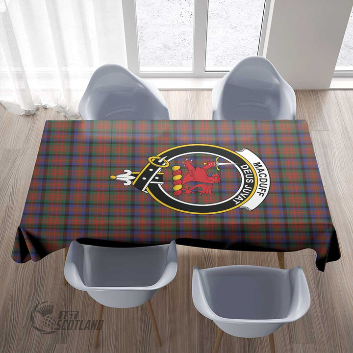 Scottish MacDuff Hunting Modern Tartan Crest Rectangle Tablecloth Full Plaid