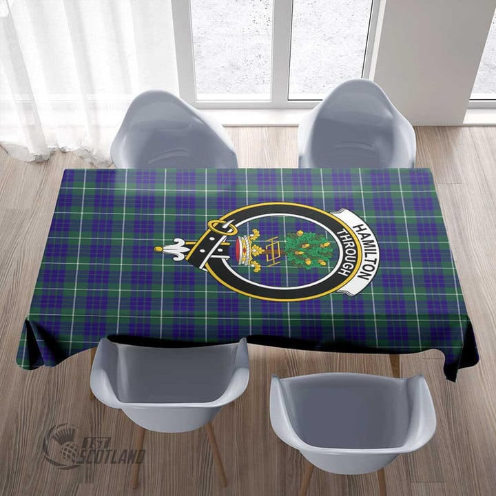 Scottish Hamilton Hunting Modern Tartan Crest Rectangle Tablecloth Full Plaid