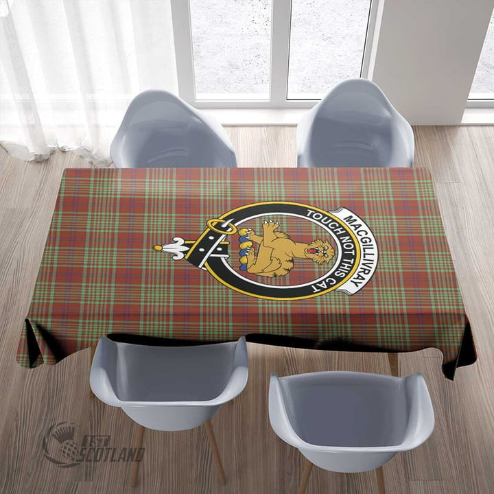 Scottish MacGillivray Hunting Ancient Tartan Crest Rectangle Tablecloth Full Plaid