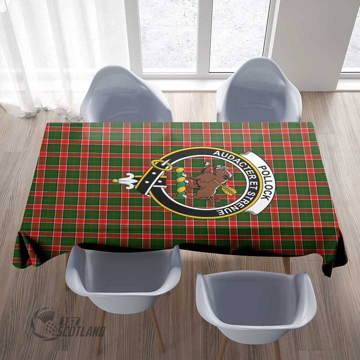 Scottish Pollock Modern Tartan Crest Rectangle Tablecloth Full Plaid