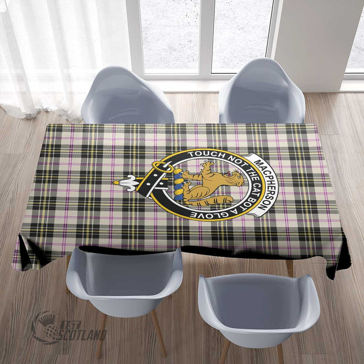 Scottish MacPherson Dress Ancient Tartan Crest Rectangle Tablecloth Full Plaid