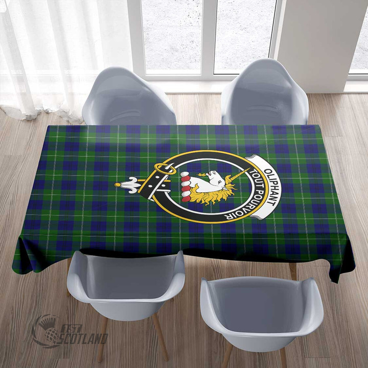 Scottish Oliphant Modern Tartan Crest Rectangle Tablecloth Full Plaid