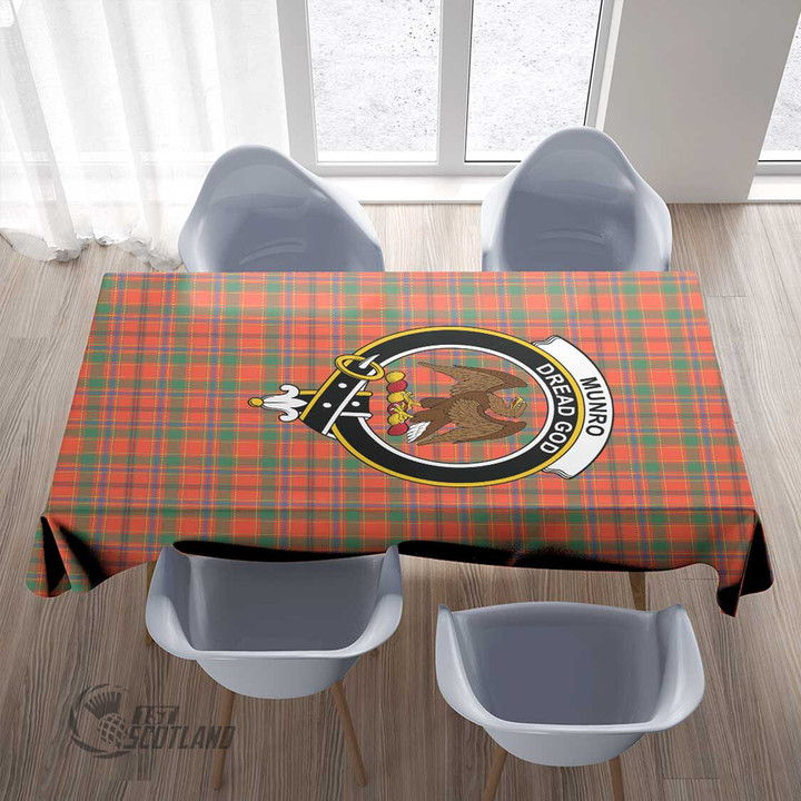 Scottish Munro Ancient Tartan Crest Rectangle Tablecloth Full Plaid
