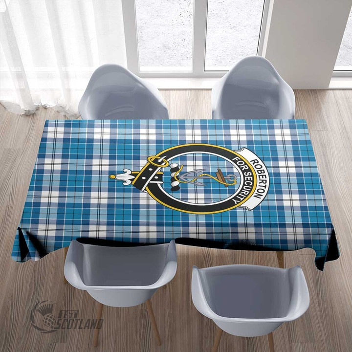Scottish Roberton Tartan Crest Rectangle Tablecloth Full Plaid