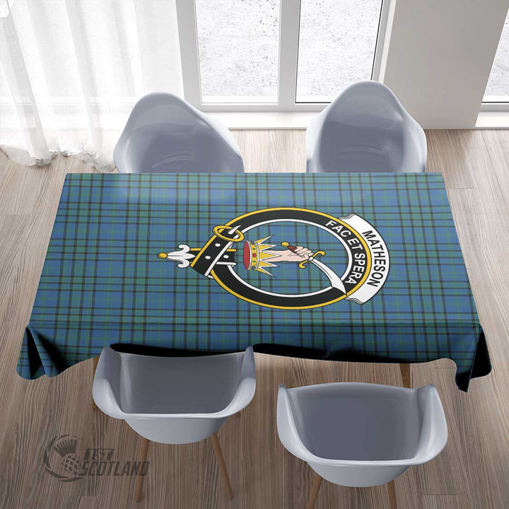 Scottish Matheson Hunting Ancient Tartan Crest Rectangle Tablecloth Full Plaid