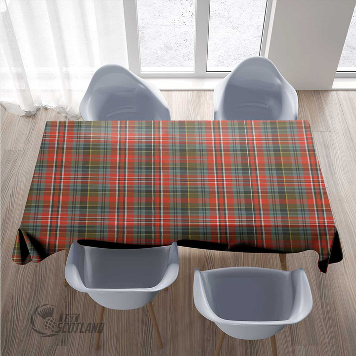 Scottish MacPherson Weathered Tartan Rectangle Tablecloth Full Plaid