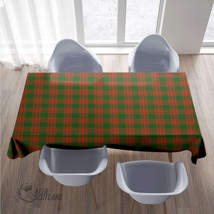 Scottish Menzies Green Modern Tartan Rectangle Tablecloth Full Plaid