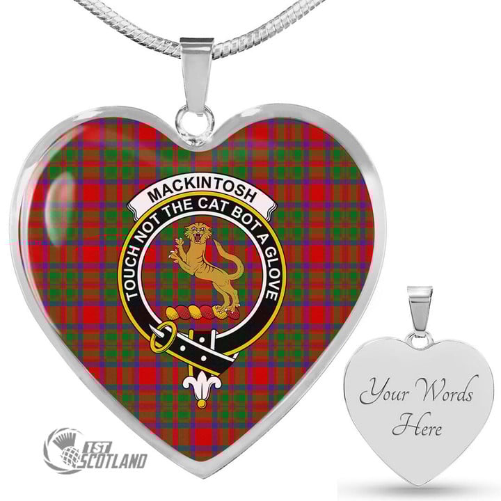 Scottish MacKintosh Modern Tartan Crest Heart Necklace Full Plaid