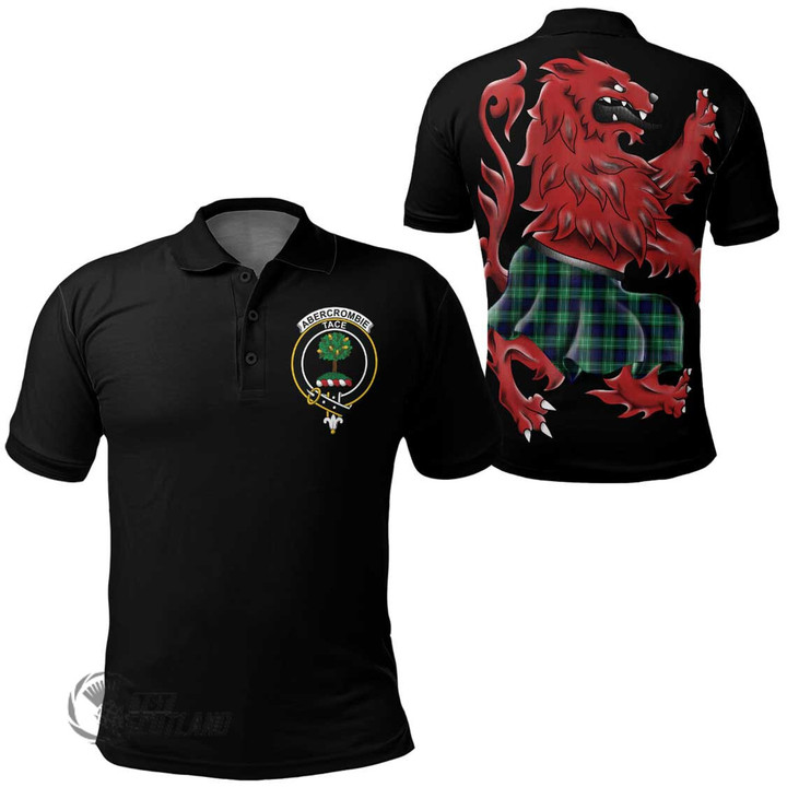 Scottish Abercrombie Tartan Crest Polo Shirt Kilt On Scottish Lion