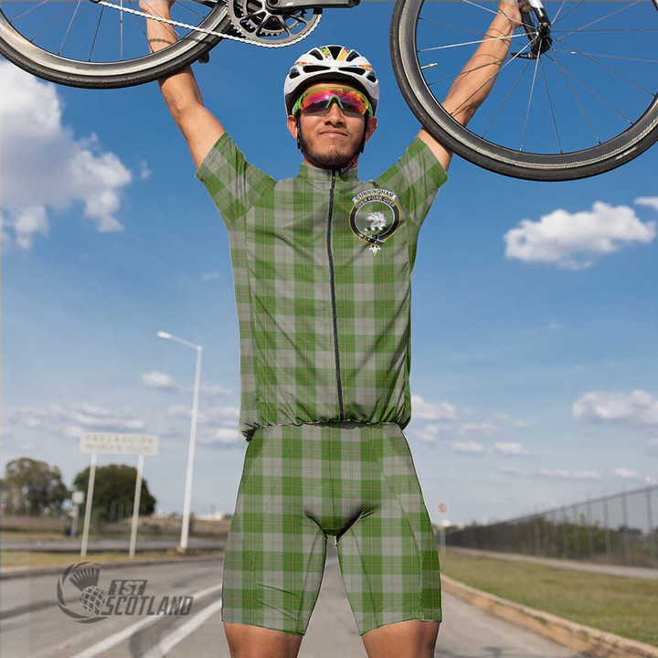 Scottish Cunningham Dress Green Dancers Tartan Crest Men Cycling Set Full Plaid