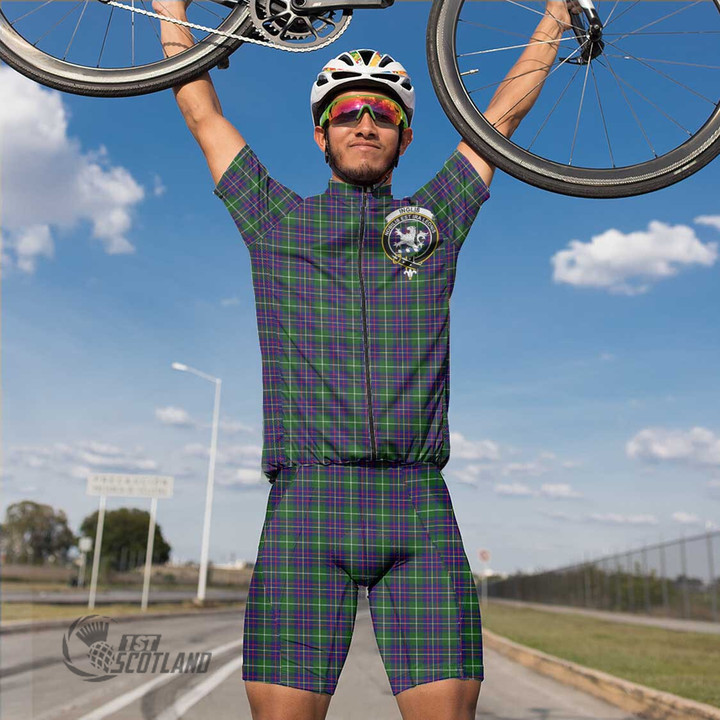 Scottish Inglis Modern Tartan Crest Men Cycling Set Full Plaid
