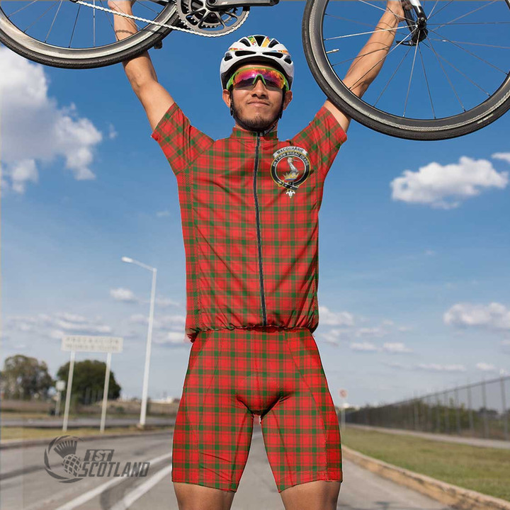 Scottish MacQuarrie Modern Tartan Crest Men Cycling Set Full Plaid