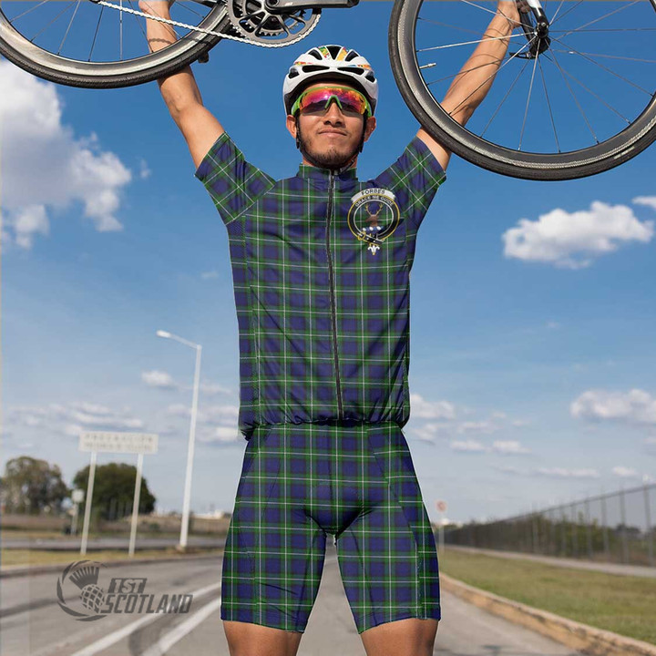 Scottish Forbes Modern Tartan Crest Men Cycling Set Full Plaid